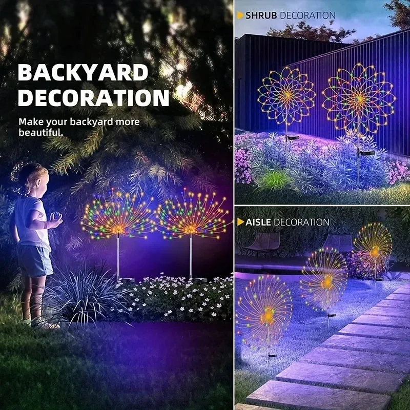 ✨ 90-200 LED Solar Firework Light | Waterproof Outdoor String Lights | 8 Modes for Garden, Christmas, & Party Decor