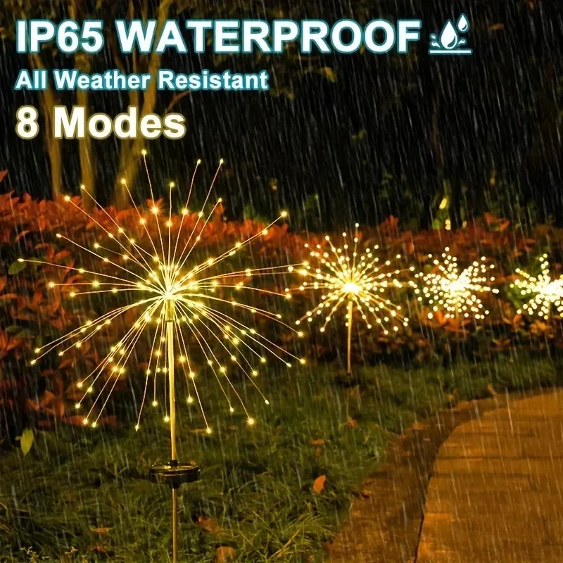 ✨ 90-200 LED Solar Firework Light | Waterproof Outdoor String Lights | 8 Modes for Garden, Christmas, & Party Decor