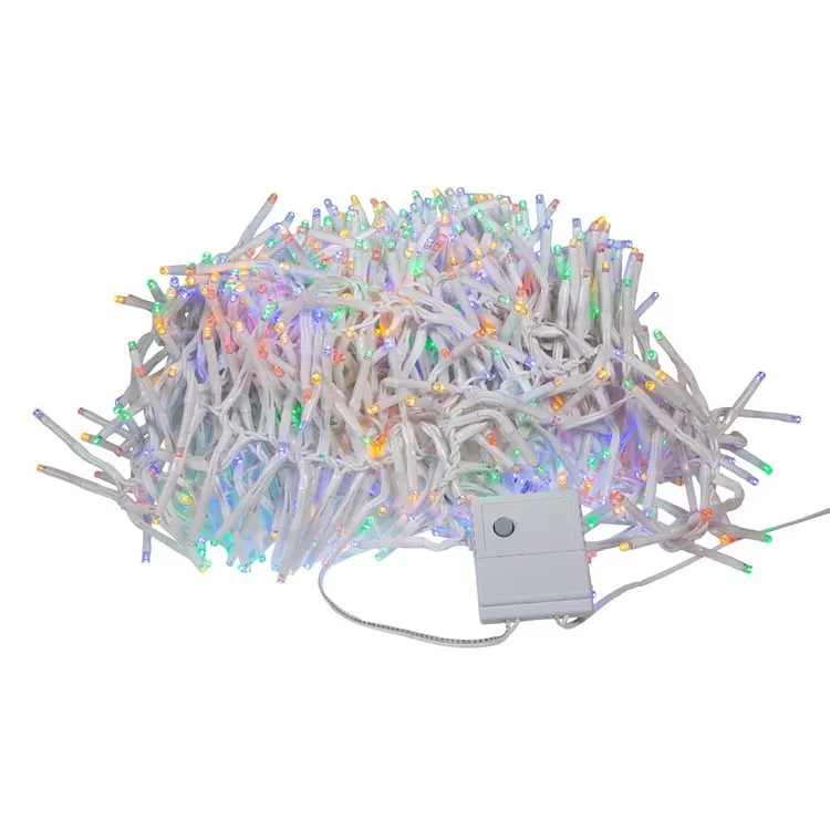 1000-Light 32.8' Cluster Garland with Multi-Colored LED Lights and White Wire