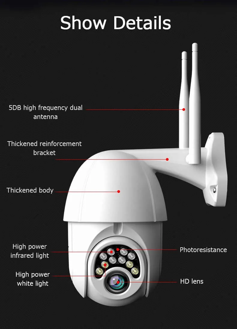 1080P Cloud Storage Wireless PTZ Wireless Camera with 32GB Adata Micro SD Card