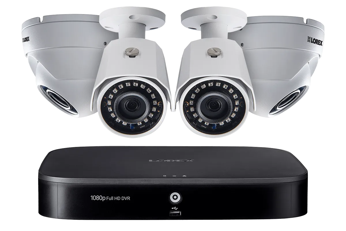 1080p HD 8-Channel Security System with Four 1080p HD Outdoor Cameras, Motion Detection and Voice Control