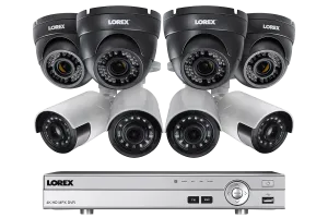 1080p HD Outdoor Security System with 4 Ultra Wide Lens Cameras and 4 Vandal proof 3x Zoom Cameras, 150ft Night Vision