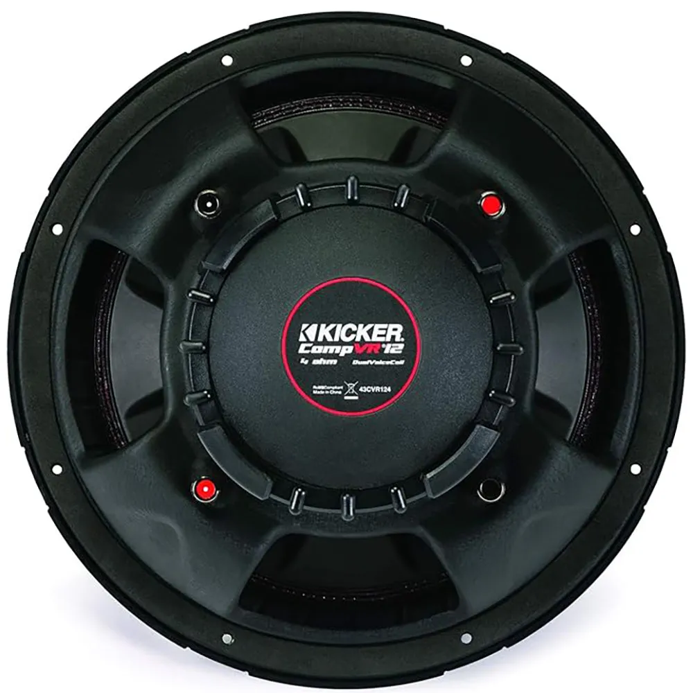 12" Kicker CompVR Subwoofer Dual Voice Coil 4-Ohm 400W RMS 800W Max 43CVR124