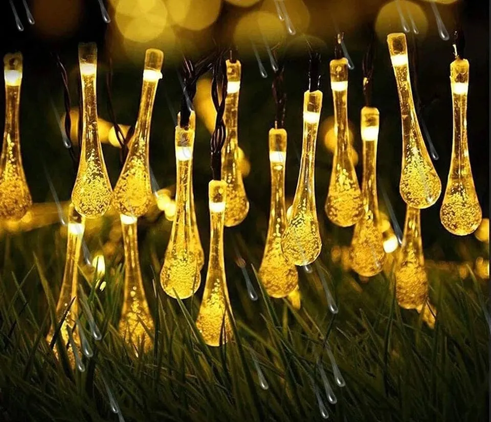 20 Bulbs Water Drop Fairy LED Lights, Lighting Battery Operated Waterproof Lamp, LED Holiday Lamp