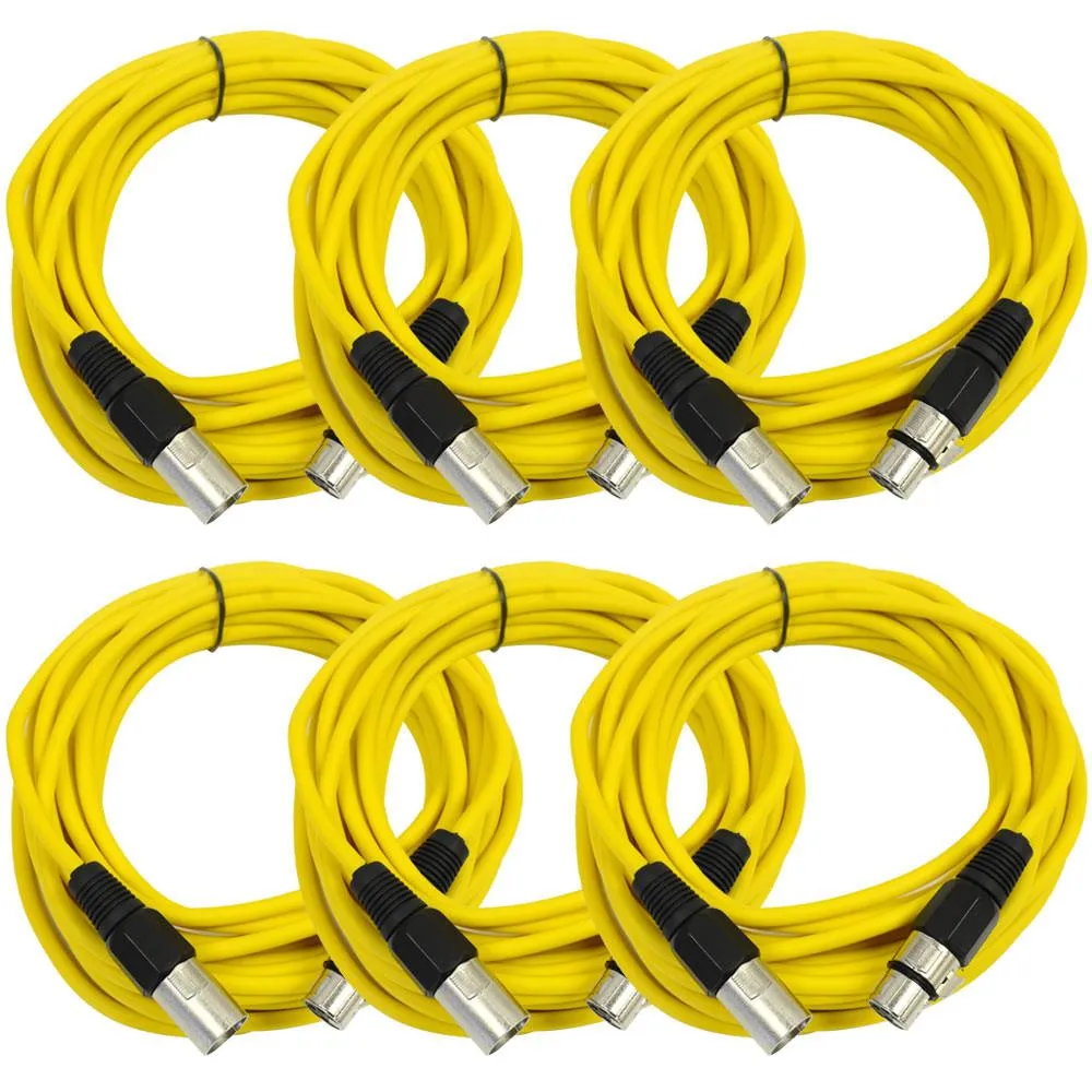 25 Ft XLR Microphone Cables - Yellow 6 Pack