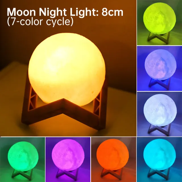 3D Light Touch Switch Rechargeable Moon Night Lamp