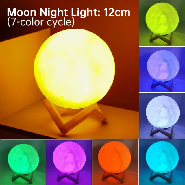 3D Light Touch Switch Rechargeable Moon Night Lamp