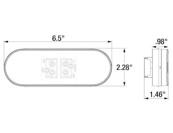 5626131 - 6 INCH OVAL COMBINATION STOP/TURN/TAIL & BACKUP LIGHT KIT (INCLUDES GROMMET AND PLUG)