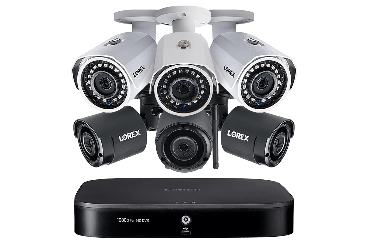 8-Channel Wired/Wireless System with 3 Wireless and 3 HD 1080p Resolution Security Cameras