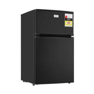 84L Bar Fridge 2 Door Built-in Light Beverage Cooler Drink Black Fridges