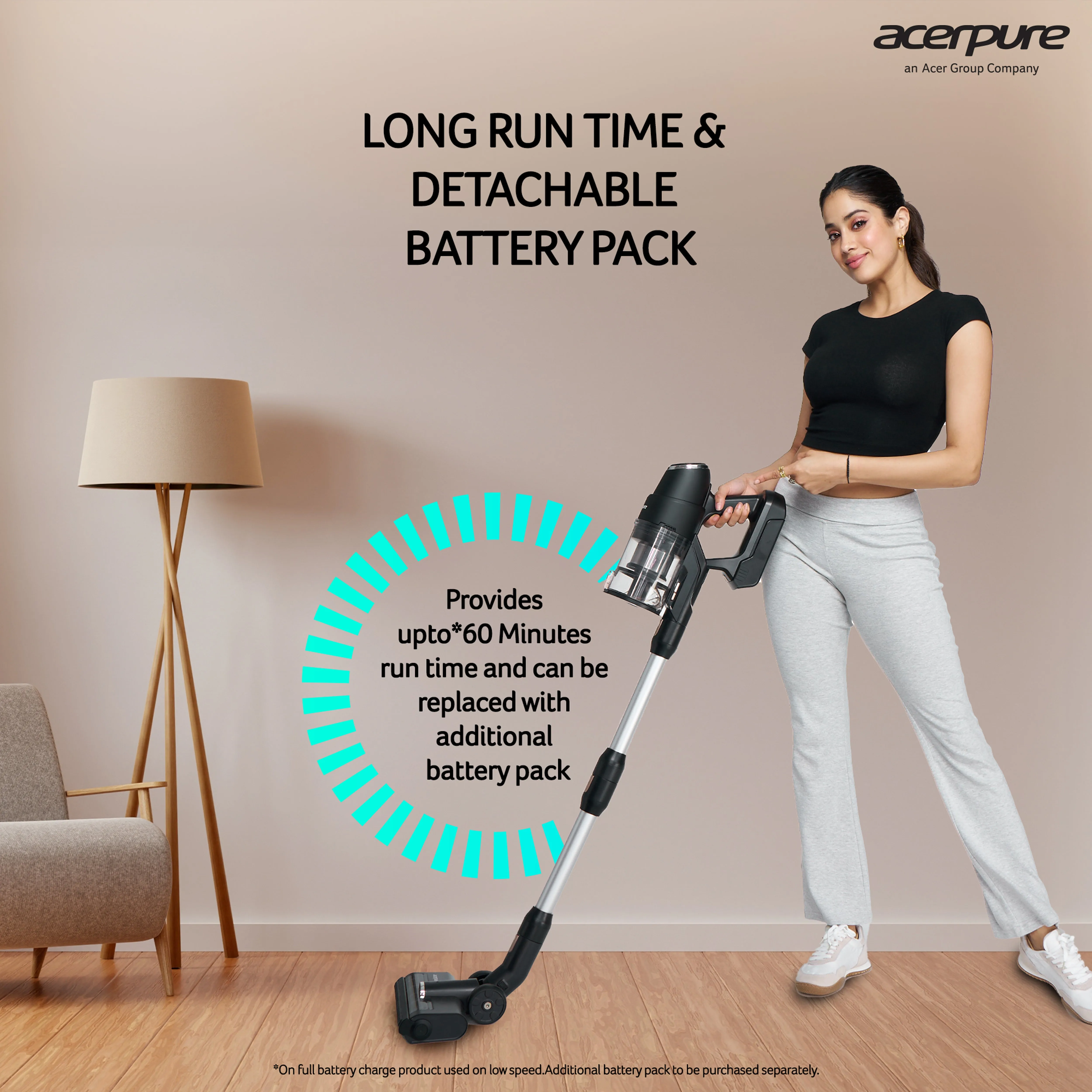 Acerpure Cordless 135AW  Upright Vacuum Cleaner |Cyclonic Technology|135 AW Motor| Long Run Time|Easy Dust Disposal