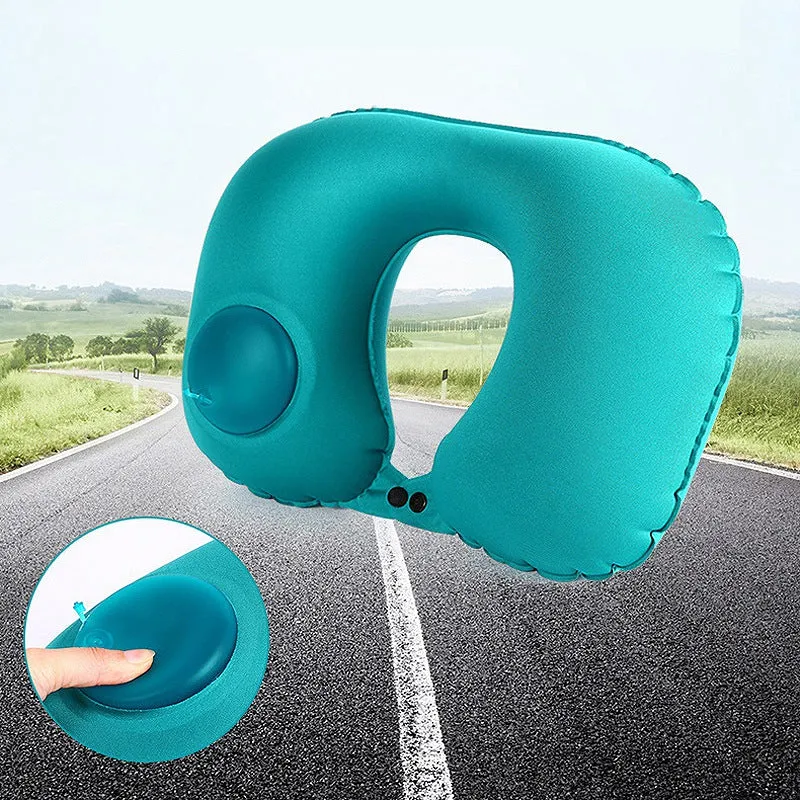 Air Inflatable U-Shaped Travel Neck Pillow Cushion Sxc-02592 Blue