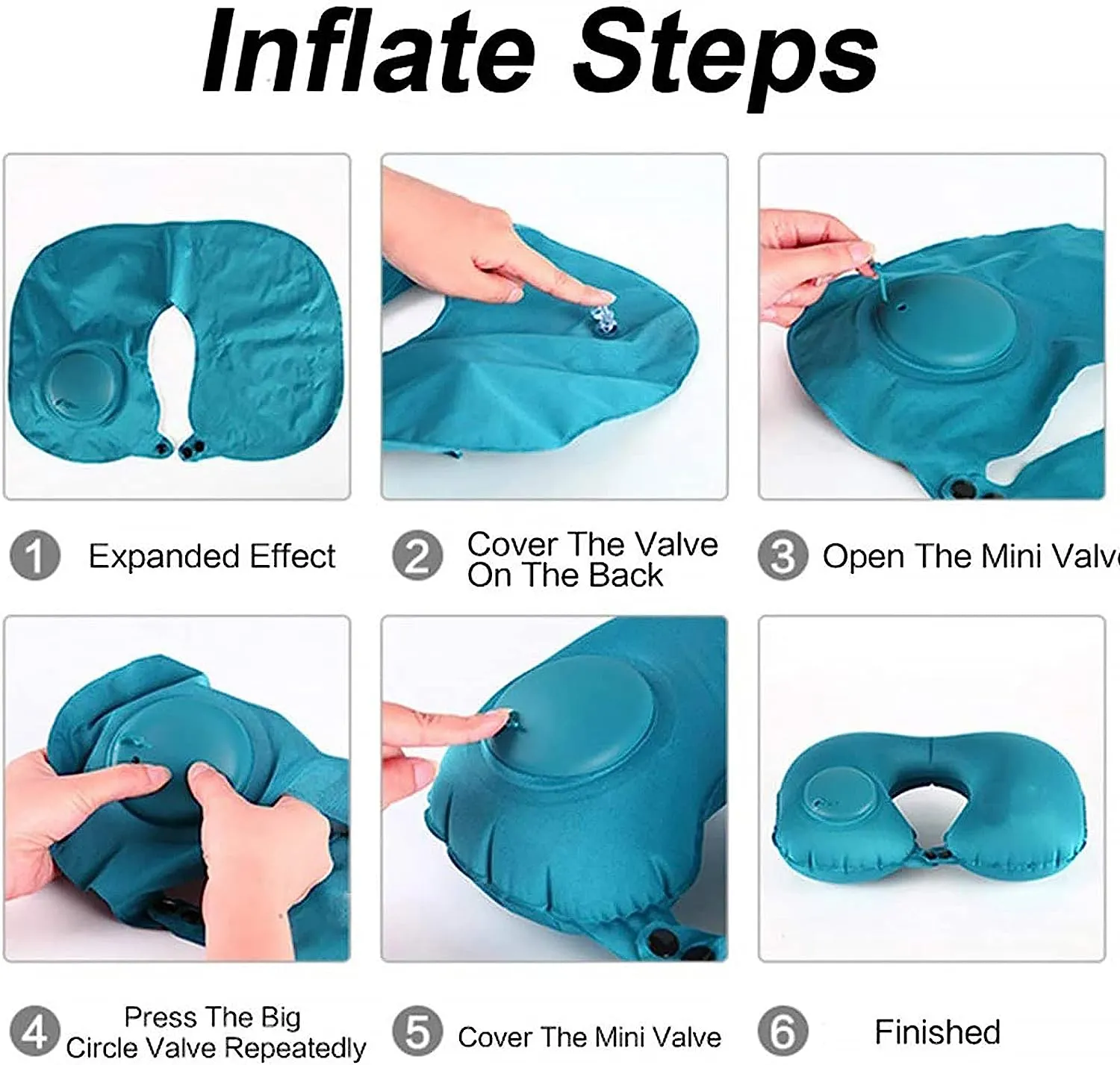 Air Inflatable U-Shaped Travel Neck Pillow Cushion Sxc-02592 Blue