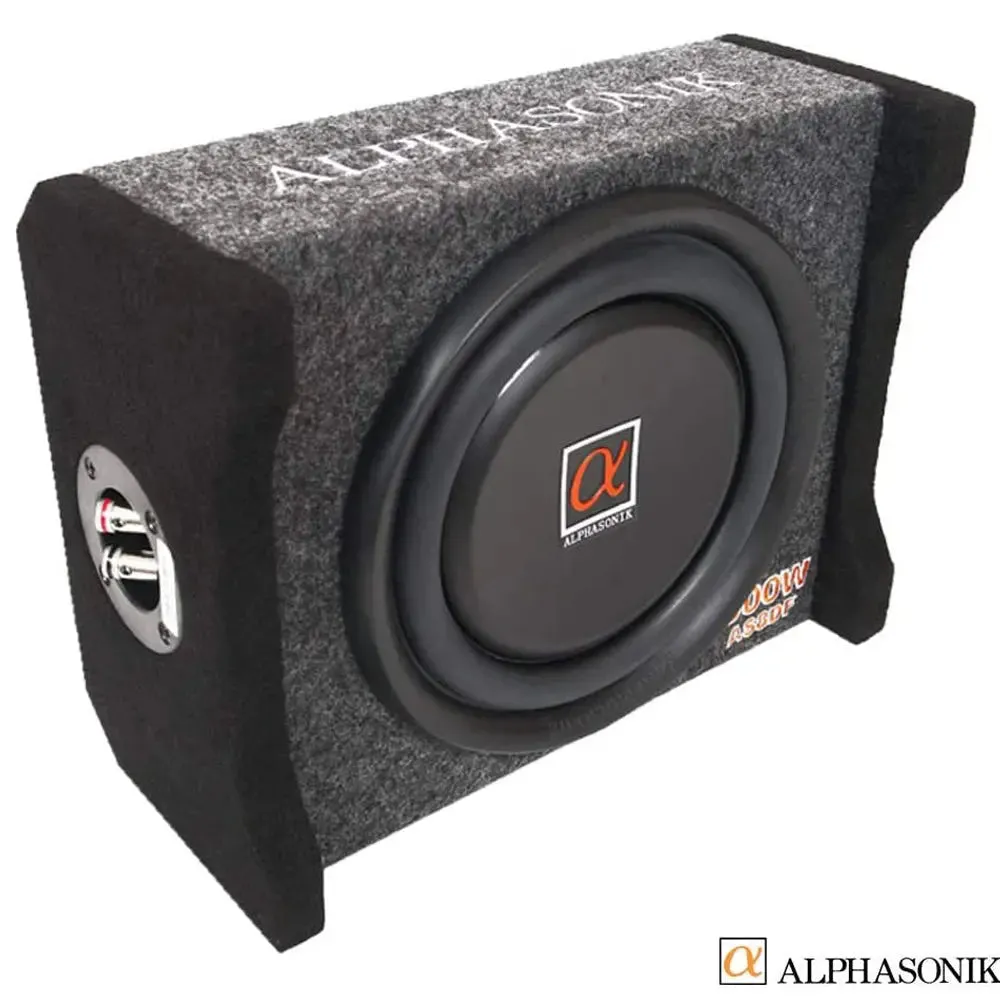 Alphasonik AS8DF 8" 600 Watts 4-Ohm Down Fire Shallow Mount Flat Enclosed Subwoofer