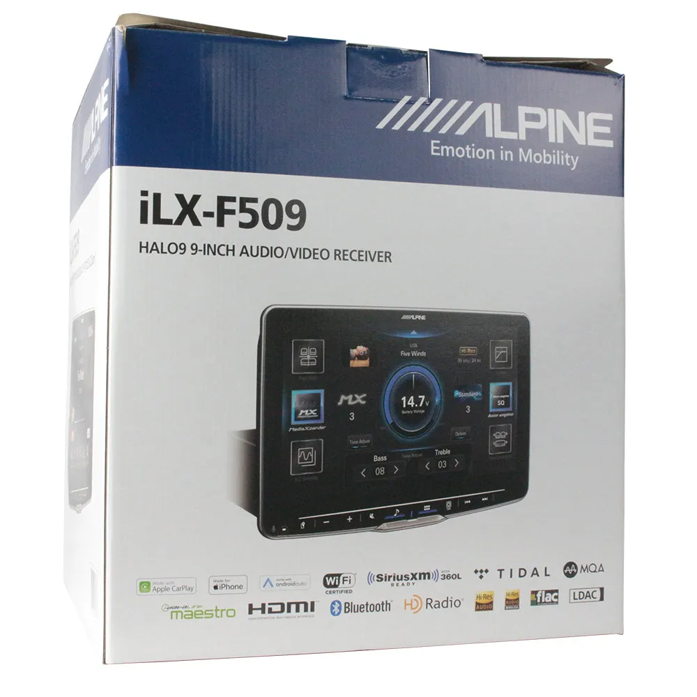 Alpine Halo9 Digital Multimedia Receiver Bluetooth Carplay Android Auto iLK-F509