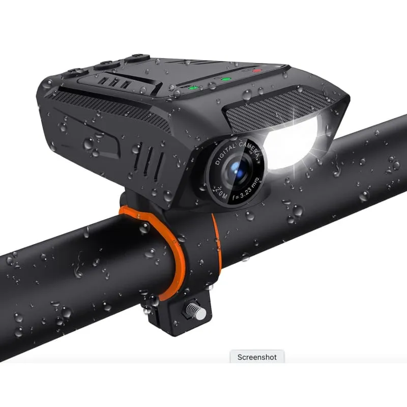 C3 Bike Camera, Bike Light, Electric Bike Horn 3 in 1, 1080P 30FPS Ultra HD Video, Waterproof IPX5, Action Camera