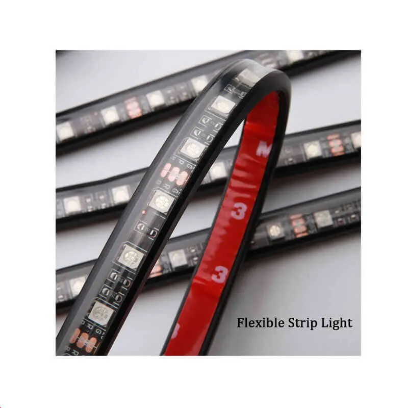 Car Led Lights Car Led Strip Lights 4Pcs Car Rgb Led Drl Strip Light Car Auto Remote Control Interior