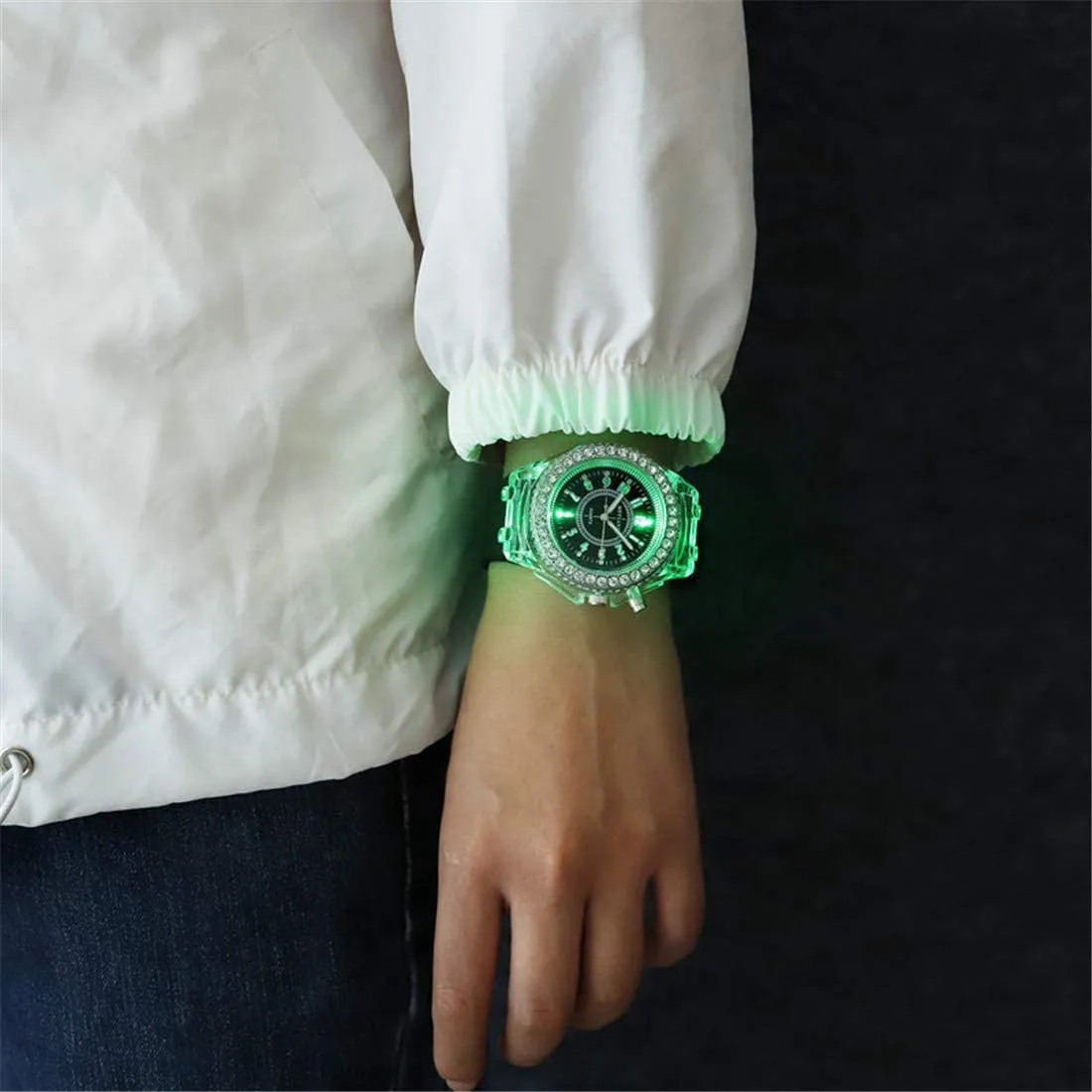 CdyBox Silicone Bling Watch LED Luminous Colorful Lights Sport Watches Girls Boys Wristwatch