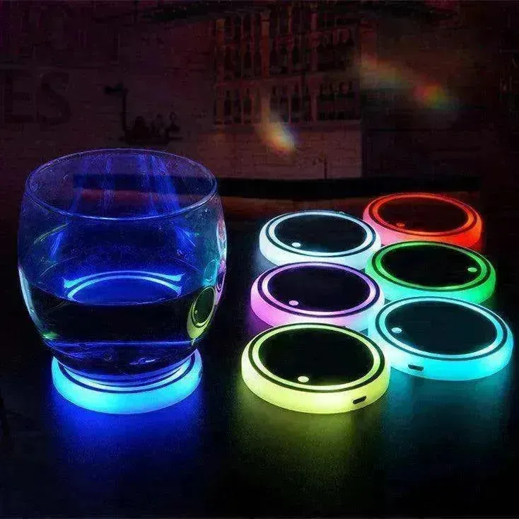 Colorful LED Coaster: Solar & USB Charging