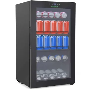 Compact Beverage Fridge Cooler - Can Beverage Chiller Refrigerator (132 Can Capacity)