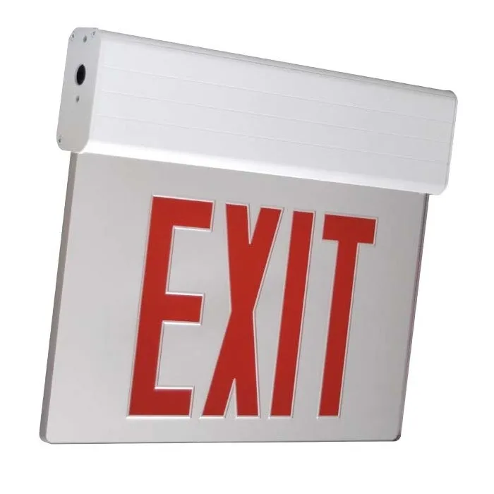 ELXTEU1RCAEM Edge-Lit LED Exit Battery Backup, Red/Clear, 120/277V