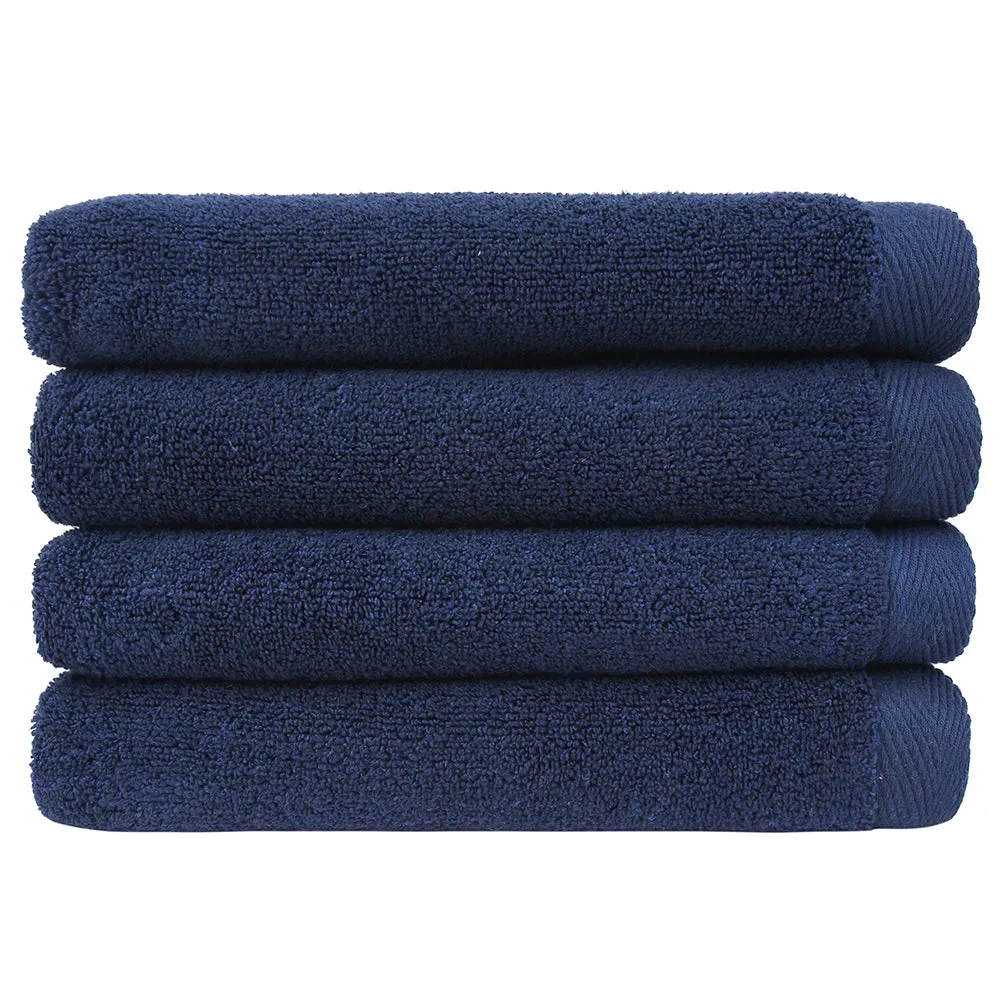 Flat Loop Hand Towels - 4 Pack, Navy Blue