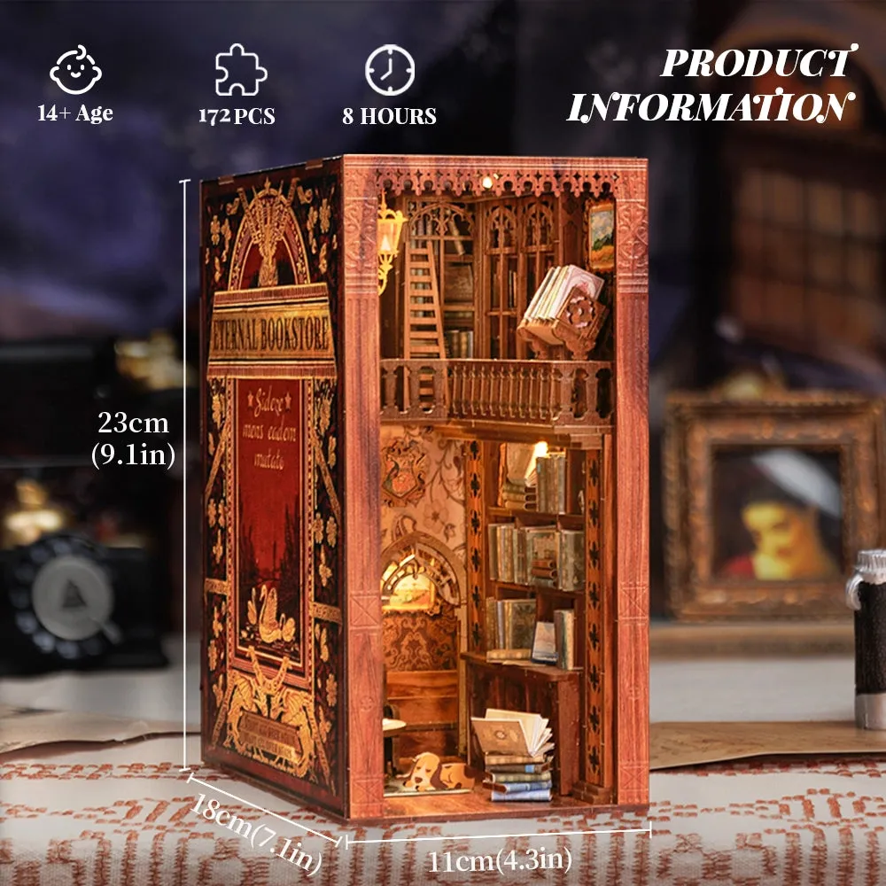 >Hands Craft DIY Book Nook Kit: Eternal Bookstore with Dust Cover