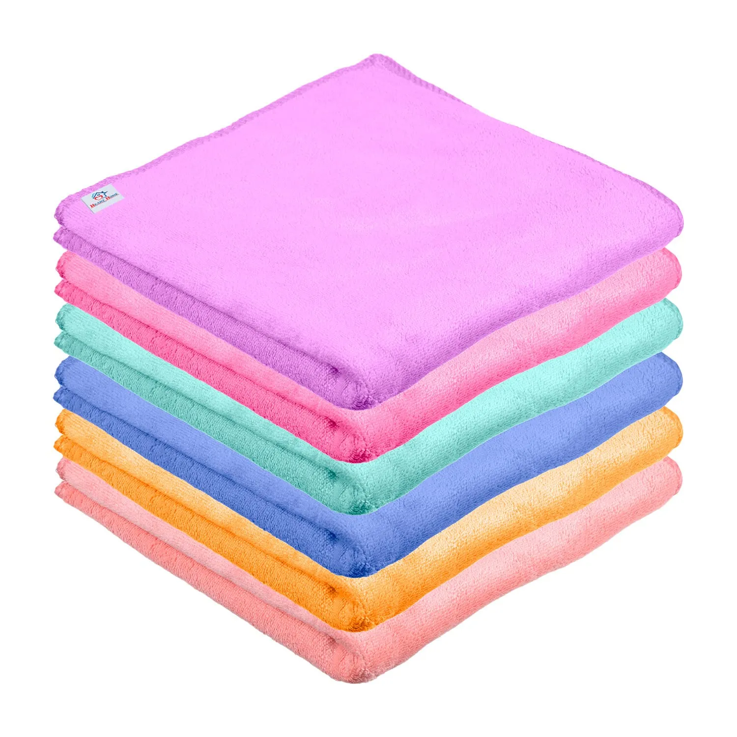 Heart Home Cleaning Towel|Microfiber Reusable Cloths|Highly Absorbent Washable Towel for Kitchen|Car|Window|24x16 Inch|Pack of 6 (Multicolor)