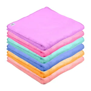 Heart Home Cleaning Towel|Microfiber Reusable Cloths|Highly Absorbent Washable Towel for Kitchen|Car|Window|24x16 Inch|Pack of 6 (Multicolor)