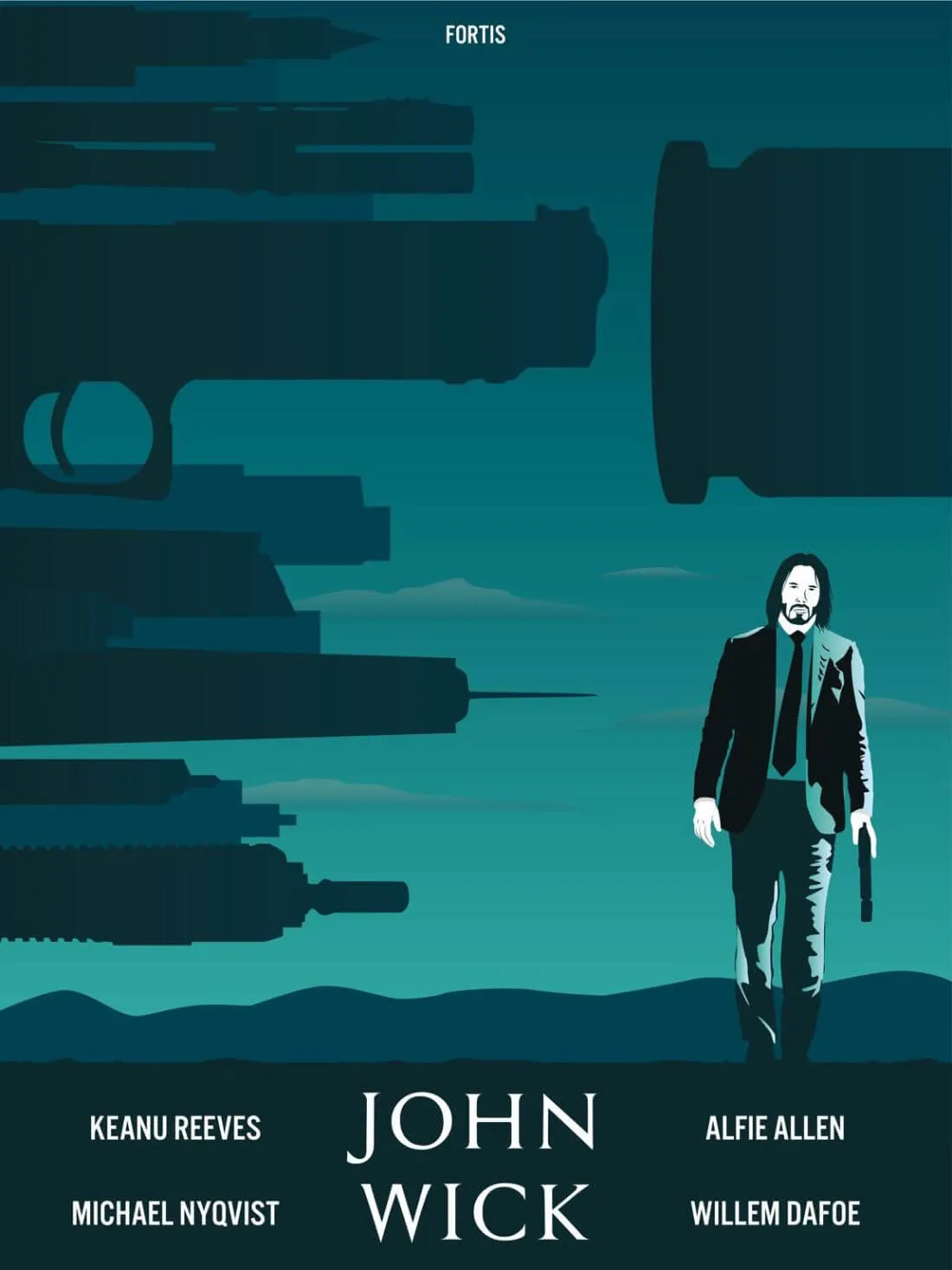 John Wick - Keanu Reeves - Hollywood English Action Movie Graphic Fan Art Poster - Canvas Prints