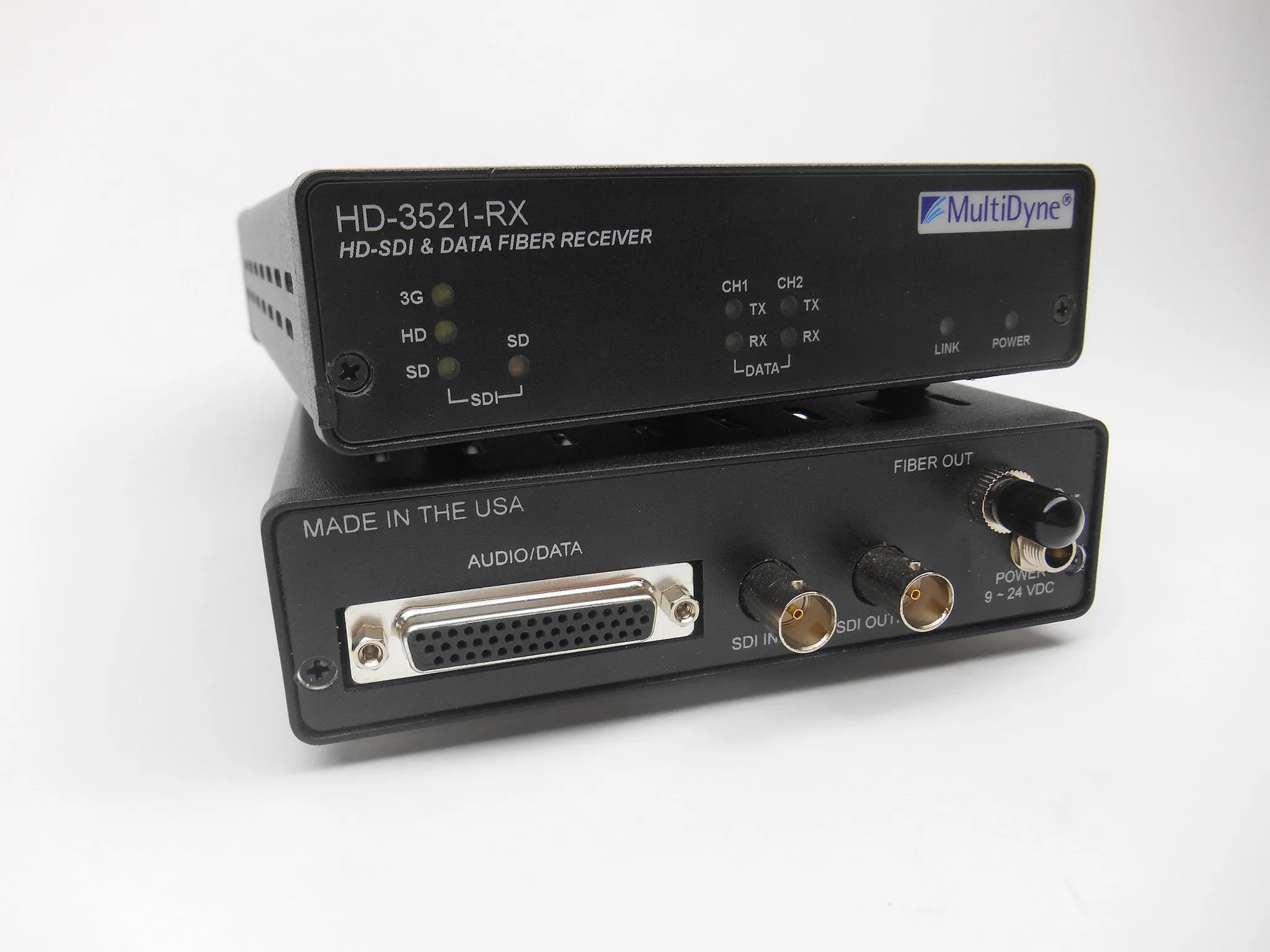 Multidyne HD-3521-GE-TX-ST-S PTZ Transmitter: One-way 3G-SDI Gigabit Ethernet 2 Ch RS232/422 & Return Genlock/Sync