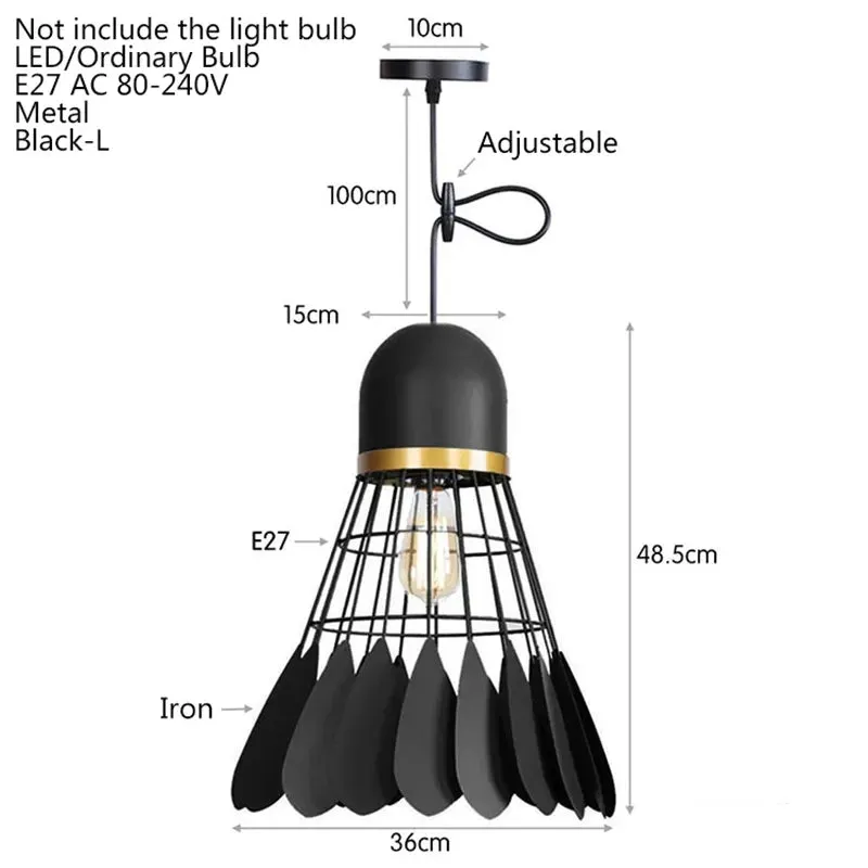 Nordic minimalist creative wrought iron badminton restaurant loft pendant light bar table bedroom bedside balcony fixture