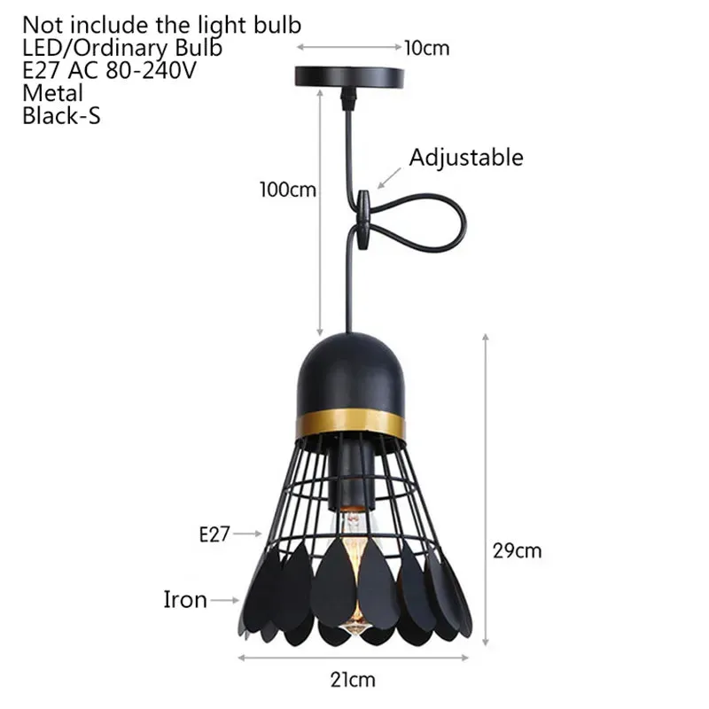 Nordic minimalist creative wrought iron badminton restaurant loft pendant light bar table bedroom bedside balcony fixture