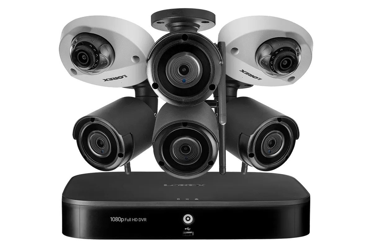 Outdoor Surveillance System with 2 HD 1080p Cameras and 4 HD 1080p Wireless Cameras