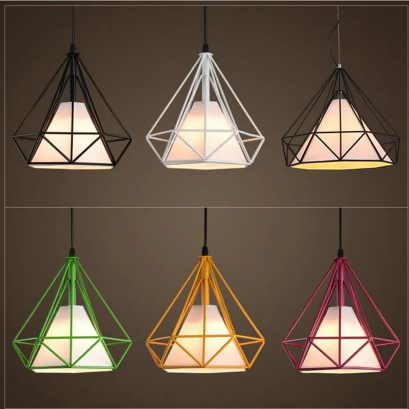 Pendant Lights, Modern Colorful Birdcage LED Kitchen Island Hanging Lighting Fixture