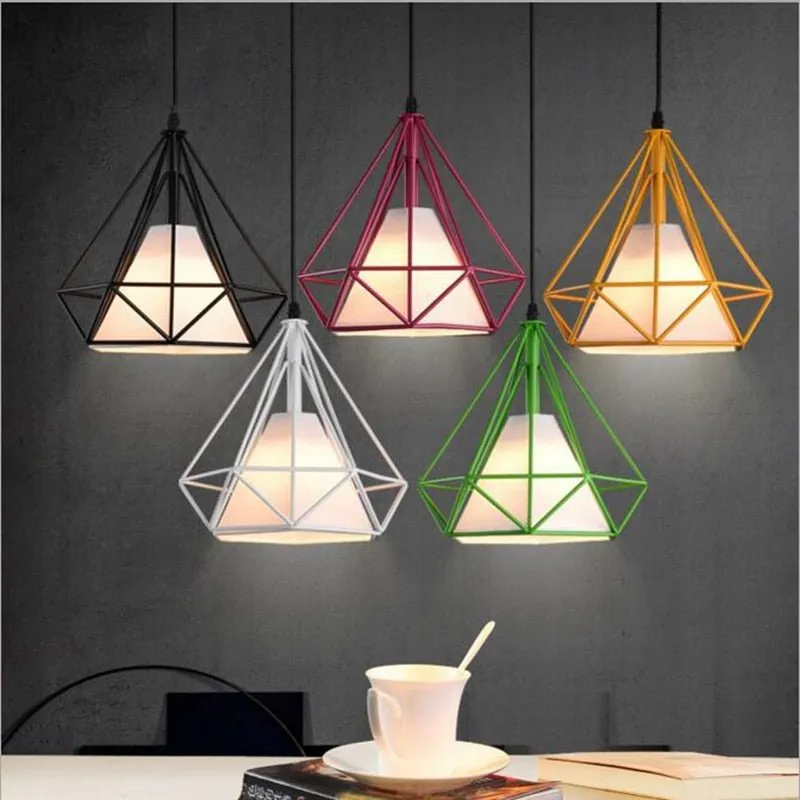 Pendant Lights, Modern Colorful Birdcage LED Kitchen Island Hanging Lighting Fixture