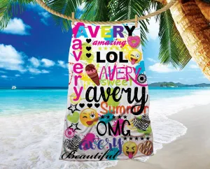 Personalized beach towel, Custom name beach towel, beach towel, custom with names, Tween gifts, cute name blanket