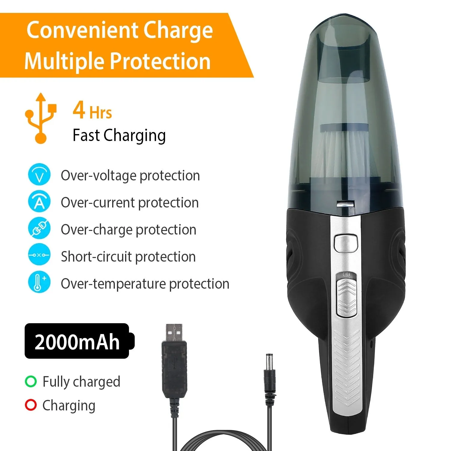 Portable Cordless Handheld Car Vacuum with Strong Suction