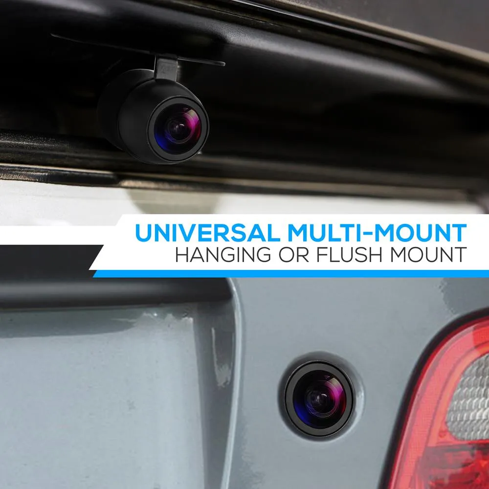 Rearview Backup Camera - Compact Parking / Reverse Car Camera With Night Vision, Distance Scale Lines (Front/Rear Vehicle Mountable)