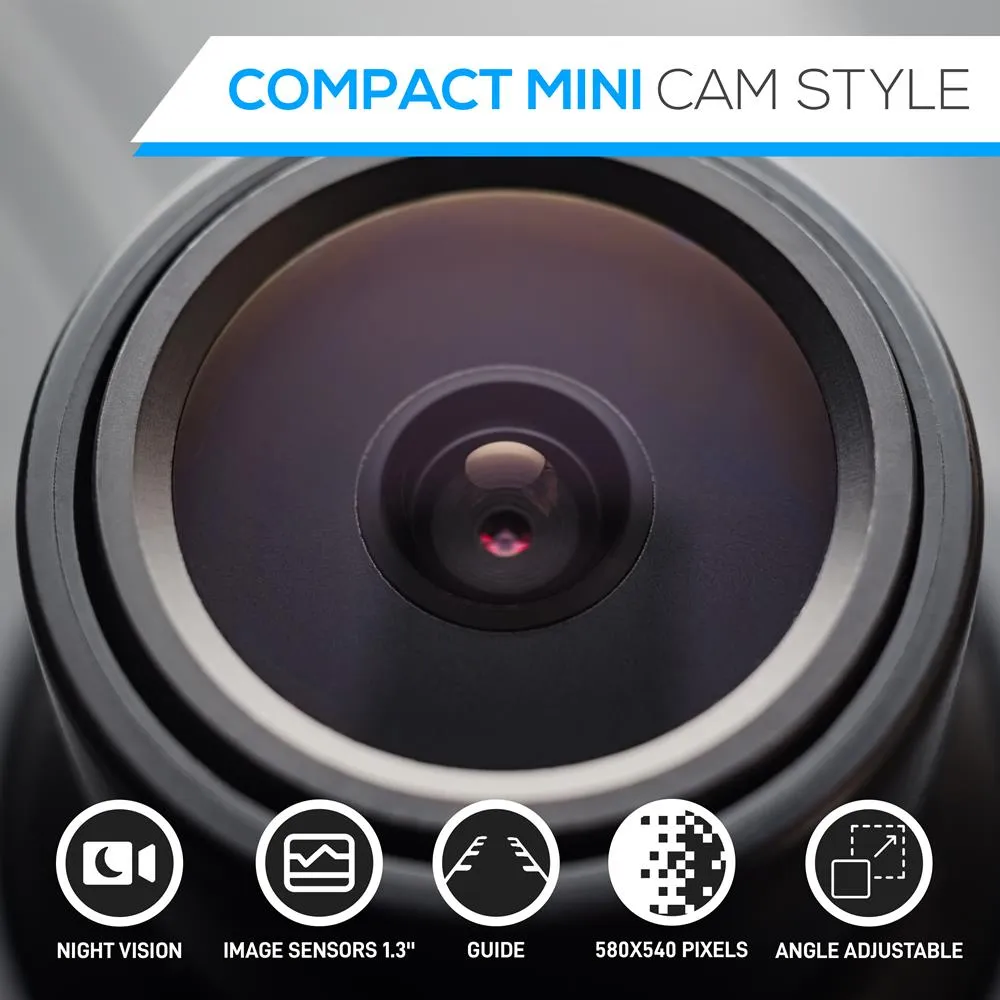 Rearview Backup Camera - Compact Parking / Reverse Car Camera With Night Vision, Distance Scale Lines (Front/Rear Vehicle Mountable)