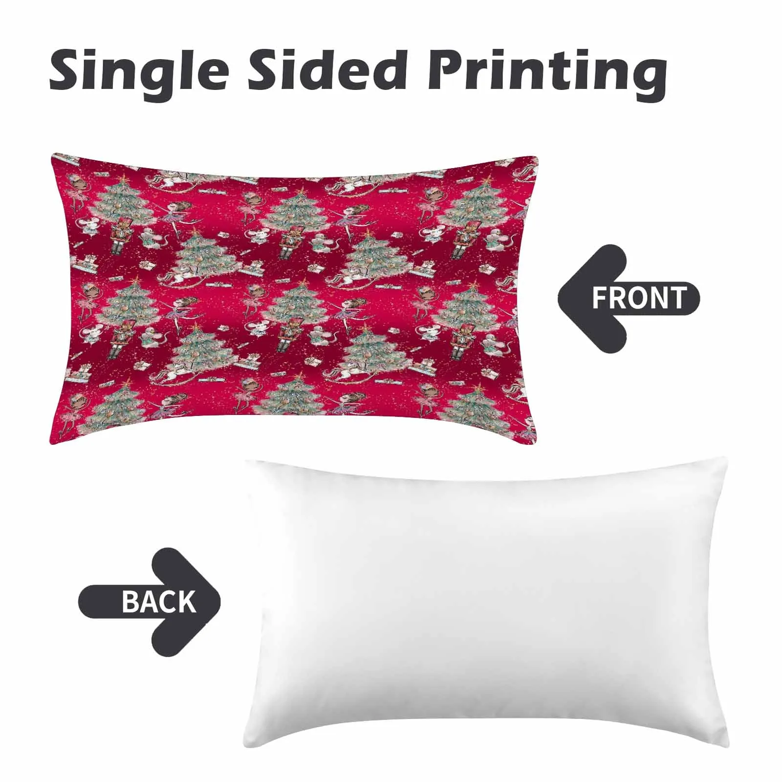 Red Christmas  Peach Skin Pillowcase 20"x12" (One Side Printing)(2 Pack)