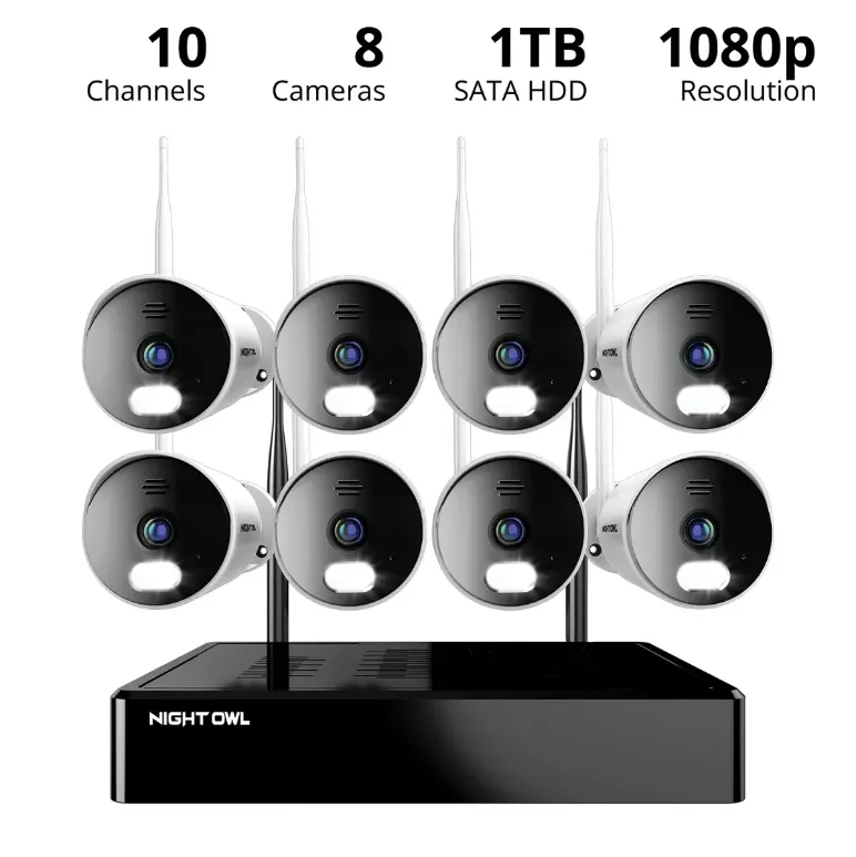 Refurbished 10 Channel 1080p Wi-Fi NVR with 1TB Hard Drive and 8 Wi-Fi IP 1080p HD Spotlight Cameras with 2-Way Audio