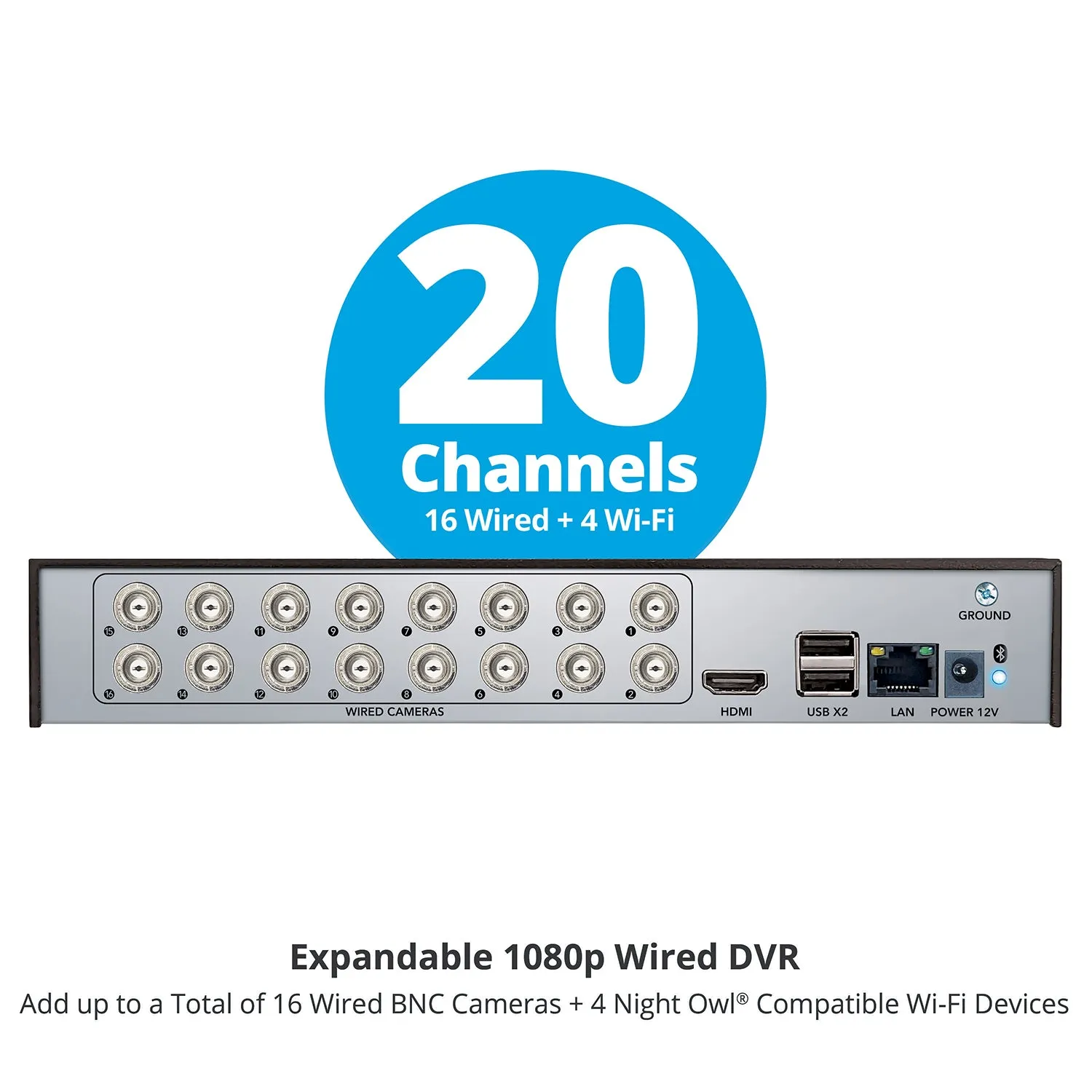 Refurbished 2-Way Audio 20 Channel 1080p DVR with 1TB Hard Drive - Add up to 20 Total Devices