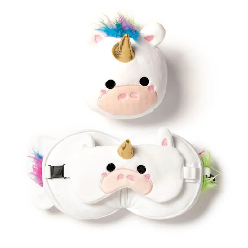 Relaxeazzz Adoramals Travel Pillow & Eye Mask Set - Astrid the Unicorn