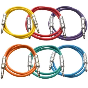 SATRX-2 - 6 Pack of Multiple Colors 2 Foot TRS Patch Cables