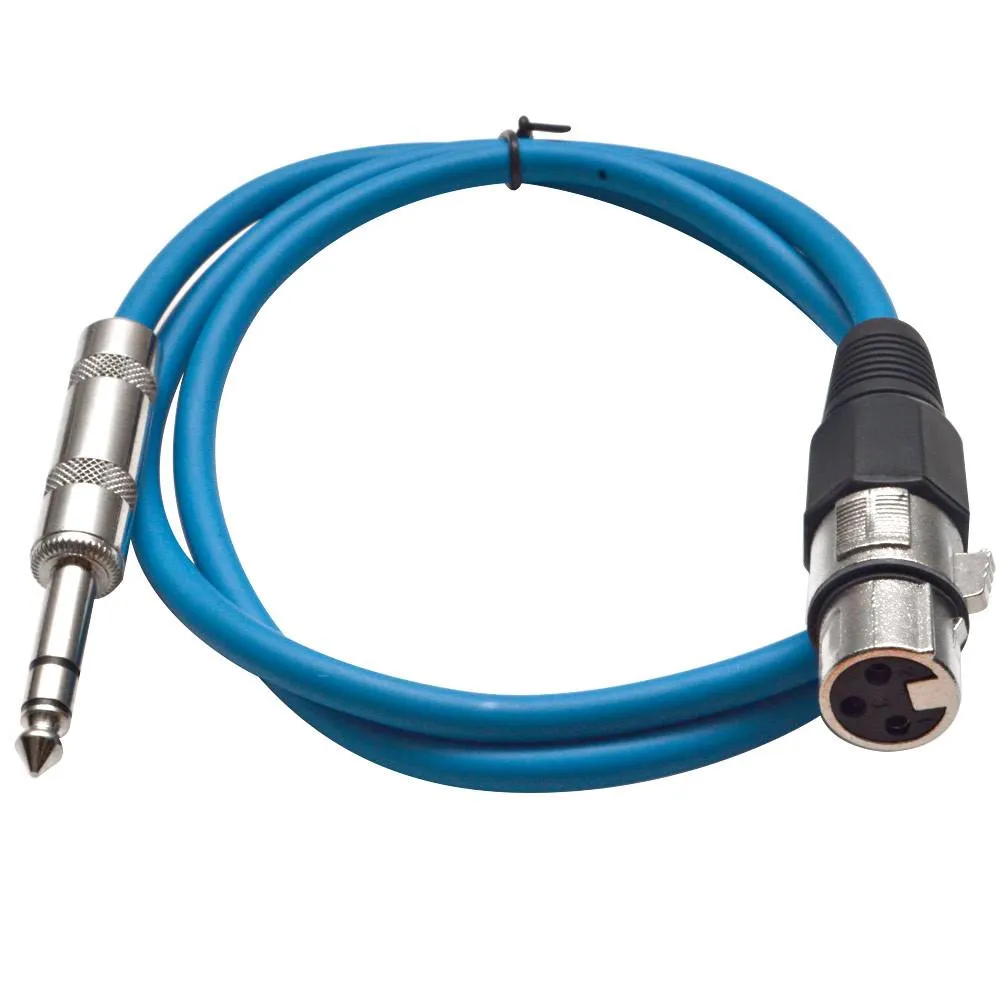 SATRXL-F2 - 6 Pack of Blue 2' XLR Female to TRS Patch Cables