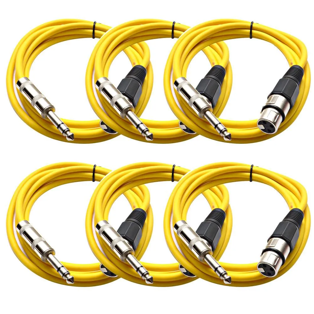 SATRXL-F6 - 6 Pack of Yellow 6' XLR Female to TRS Patch Cables