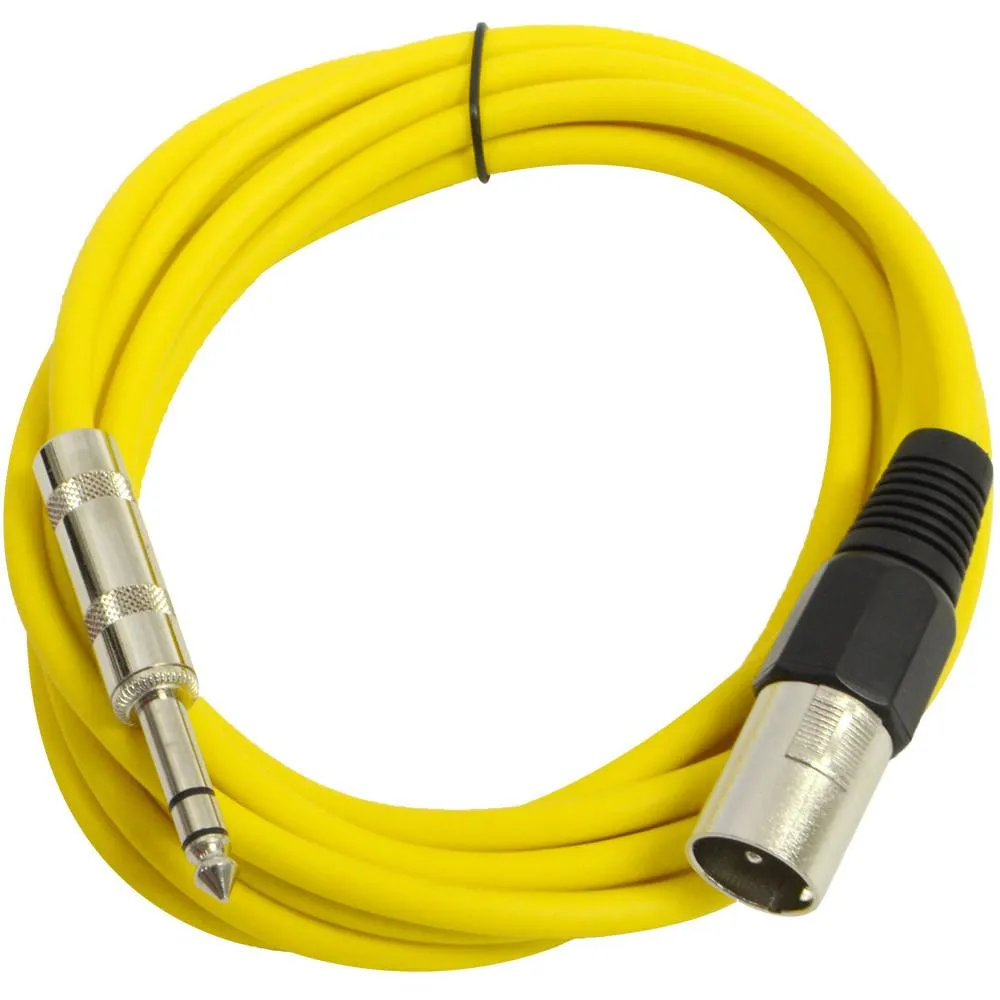 SATRXL-M10 - 6 Pack of Yellow 10 Foot XLR Male to TRS Patch Cables