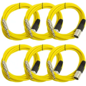 SATRXL-M10 - 6 Pack of Yellow 10 Foot XLR Male to TRS Patch Cables