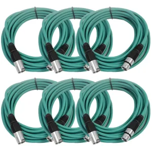 SAXLX-25 - 6 Pack of Green 25 Foot XLR Microphone Cables